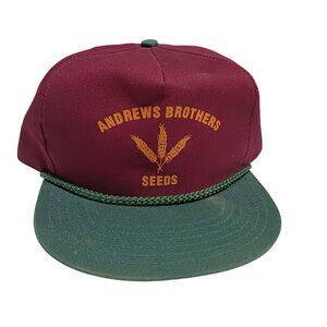 Vintage Andrews Brothers Seeds Snapback Hat Maroon & Green By Diamond Caps USA